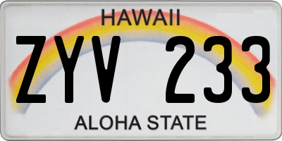 HI license plate ZYV233