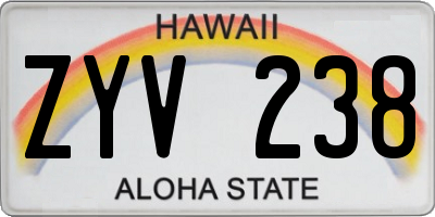 HI license plate ZYV238