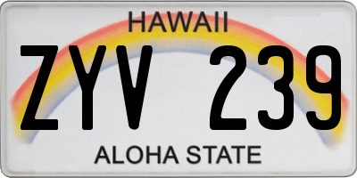 HI license plate ZYV239