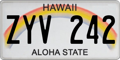 HI license plate ZYV242