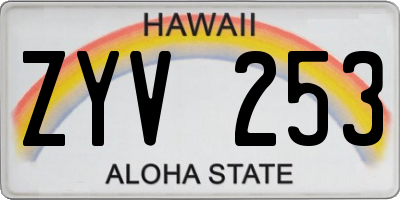 HI license plate ZYV253