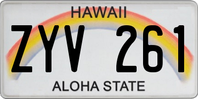 HI license plate ZYV261