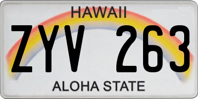 HI license plate ZYV263