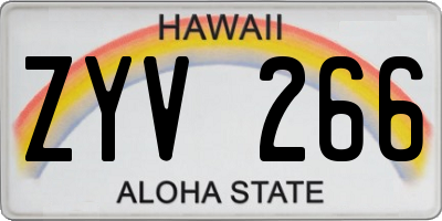 HI license plate ZYV266