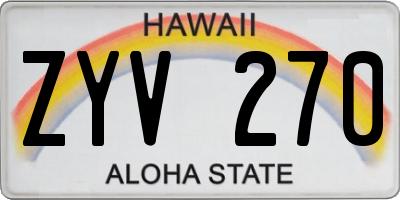 HI license plate ZYV270