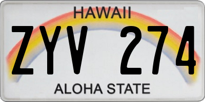 HI license plate ZYV274