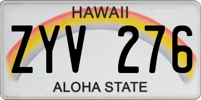 HI license plate ZYV276
