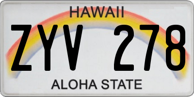 HI license plate ZYV278