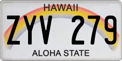HI license plate ZYV279