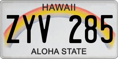 HI license plate ZYV285