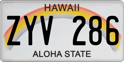 HI license plate ZYV286