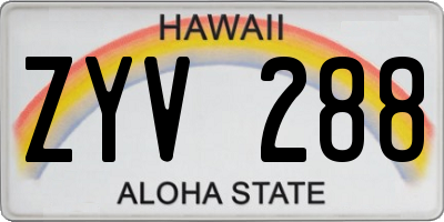 HI license plate ZYV288