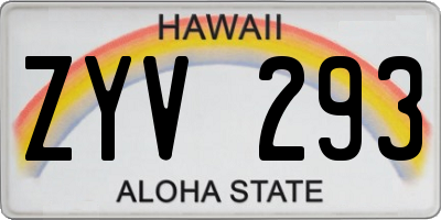 HI license plate ZYV293