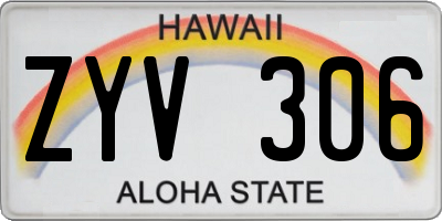 HI license plate ZYV306