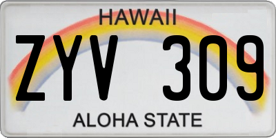 HI license plate ZYV309