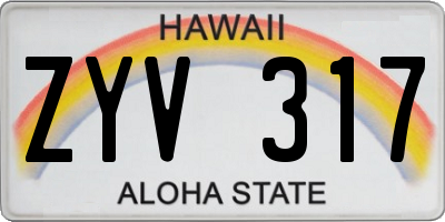 HI license plate ZYV317