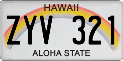 HI license plate ZYV321