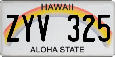 HI license plate ZYV325