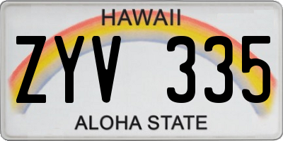 HI license plate ZYV335