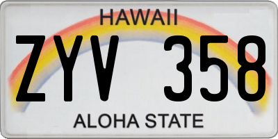 HI license plate ZYV358
