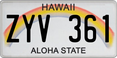 HI license plate ZYV361