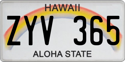 HI license plate ZYV365