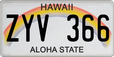 HI license plate ZYV366