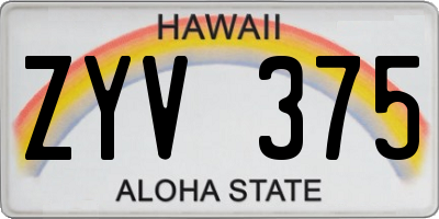 HI license plate ZYV375