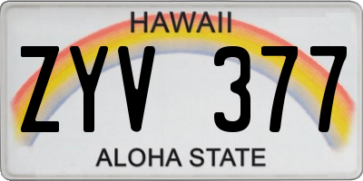 HI license plate ZYV377