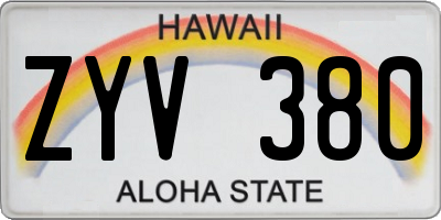 HI license plate ZYV380