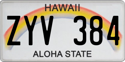 HI license plate ZYV384
