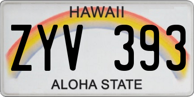 HI license plate ZYV393