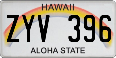 HI license plate ZYV396