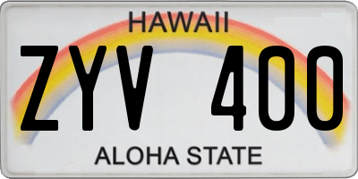 HI license plate ZYV400