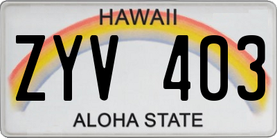HI license plate ZYV403