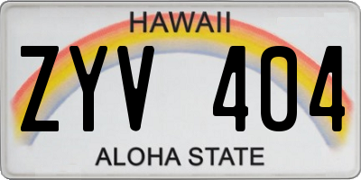 HI license plate ZYV404