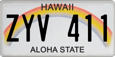 HI license plate ZYV411