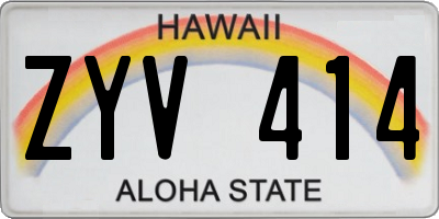 HI license plate ZYV414