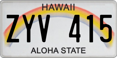 HI license plate ZYV415