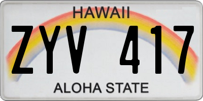 HI license plate ZYV417