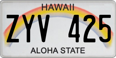 HI license plate ZYV425