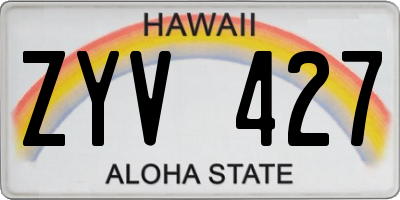 HI license plate ZYV427