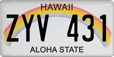 HI license plate ZYV431