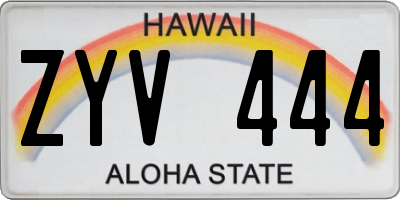 HI license plate ZYV444