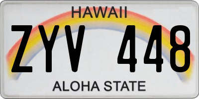 HI license plate ZYV448