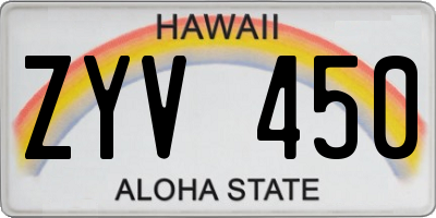 HI license plate ZYV450