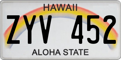 HI license plate ZYV452