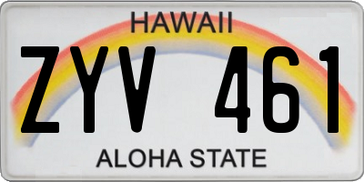 HI license plate ZYV461