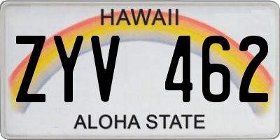 HI license plate ZYV462