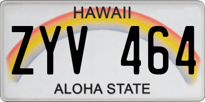 HI license plate ZYV464